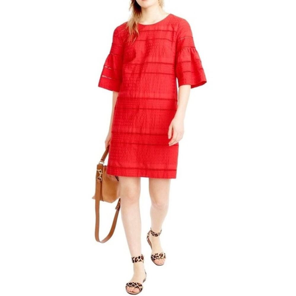 J. Crew Flutter Sleeve Eyelet Shift Dress In Coral